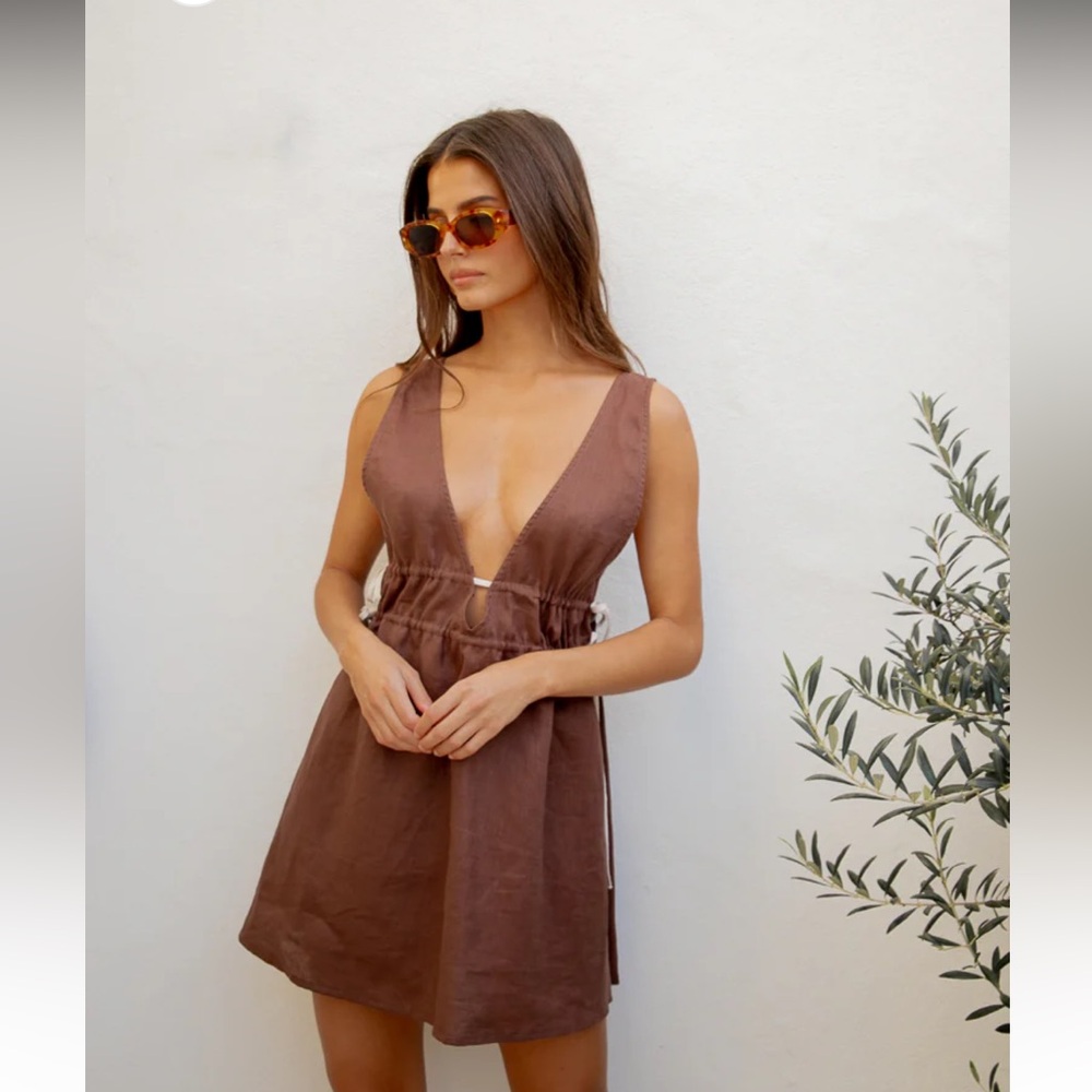 VRG Girl Paros Palms Linen Dress